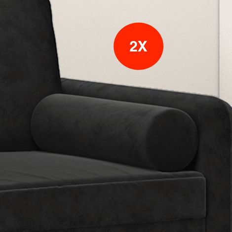 2 Coussins décoratifs : Noir Ø15x50 cm En Velours. Idéal Salon, Sofa et Canapé (1/5)