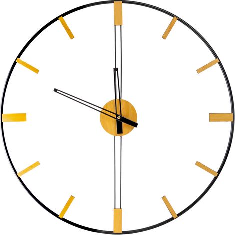 Orologio da Parete Grande 57 cm Design Minimalista Moderno in Metallo Nero e Legno Decorativo per Soggiorno Cucina Ufficio e Ingresso (1/4)