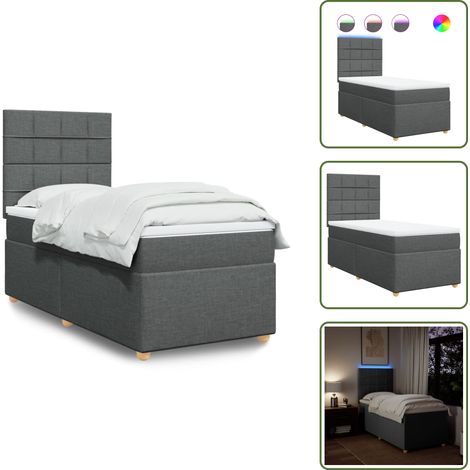 The Living Store Boxspringbett mit Matratze Dunkelgrau 90x190 cm Stoff - Boxspringbett - Doppelbett - Liegefläche 90x190cm - Bettenrahmen - Kopfteil