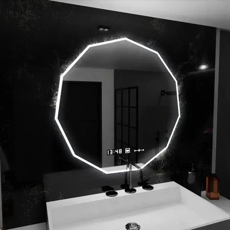Miroir LED 60 Poligon Capteur Desembuage Thermometre Gradable (1/5)