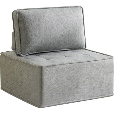 Sofá modular individual gris claro de lino (1/5)