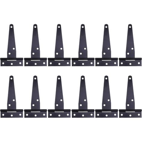 Bisagras 12 piezas Bisagra de acero robusta negra Bisagras para puertas de madera o puertas metálicas de hierro antioxidante bisagras para puerta de granero (4 pulgadas) (1/5)