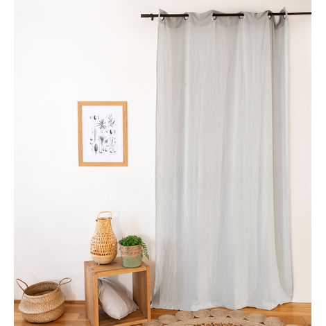 Rideau d'ameublement en gaze de coton Gris clair 135x240 cm (1/3)