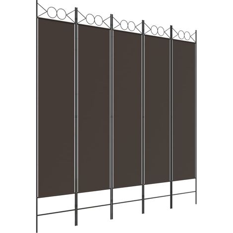 5-Panel Room Divider Brown 200x200 cm Fabric vidaXL
