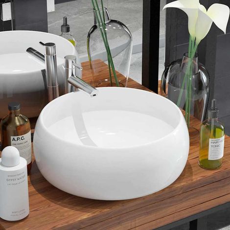vidaXL Lavabo ronde Céramique Blanc 40 x 15 cm (1/5)