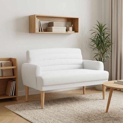 vidaXL Loveseat con bottoni imbottiti Bianco 116 x 67 x 80 cm Tessuto