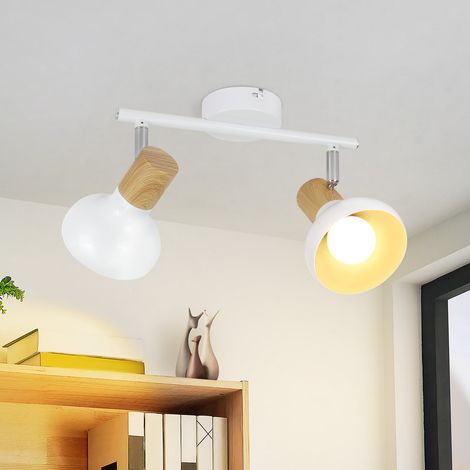 GBLY Deckenstrahler Weiß Deckenleuchte Vintage - Deckenlampe 2 Flammig Innen Strahler Industrial Eisen Lampenschirm Flurlampe E14 Spotleuchte für Schlafzimmer Flur Wohnzimmer(Ohne Leuchtmittel)
