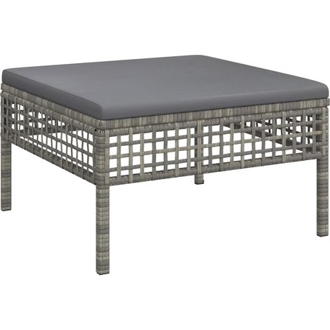 Gartenhocker mit Kissen Grau Poly Rattan vidaXL