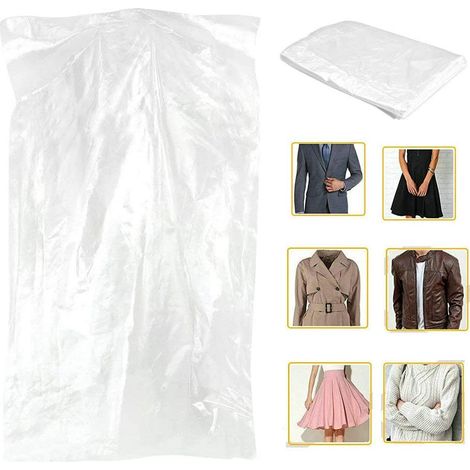 50 housses de protection transparentes pour vêtements - 2,2 % soie - 60 x 90 cm