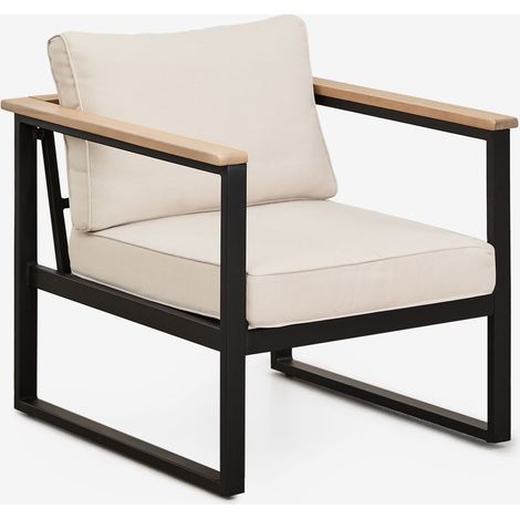 SKLUM Sessel aus Aluminium und Lipov-Akazienholz Schwarz                                  