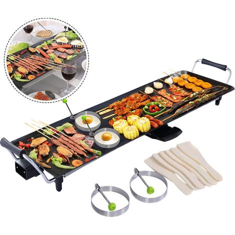 COSTWAY Electric XXL Teppanyaki Table Grill, 90 x 23CM Non-Stick Griddle with Adjustable Temperature, BBQ Hot Plate Barbecue - Spatulas and 2 Rings Include for Indoor Outdoor (1/5)