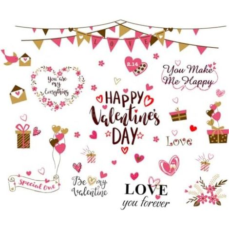 30x90cm 1 Jeu Sticker Coeur D'amour Saint Valentin Stickers Muraux Mural Autocollants En Verre Pour La Saint Valentin Sticker Mural (1/5)