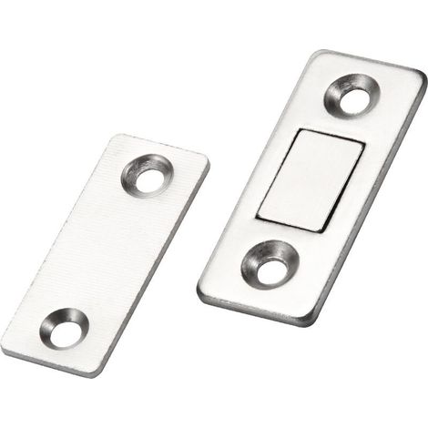 Loquet magnétique pour porte de placard Jiayi Lot de 2 loquets magnétiques ultra fins en métal Fermeture adhésive aimantée Aimant puissant pour portes coulissantes Tiroirs Fenêtre Armoire (1/4)