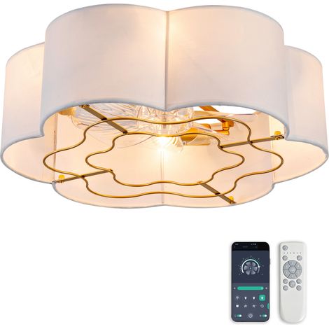 Lot de 4 douilles E26, ventilateur de plafond 19 pouces, télécommande et appli Bluetooth, lumière réglable (1/5)