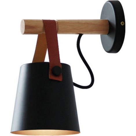 Applique murale enfantApplique murale LED en bois au Design nordique moderne, luminaire d'intérieur, idéal pour une chambre à coucher, un salon, E27 (1/5)