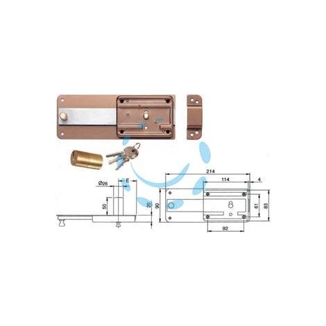FERROGLIETTO APPLICARE CATENACCIO CON CILINDRO FISSO 3106 - mm.60 (310604600)