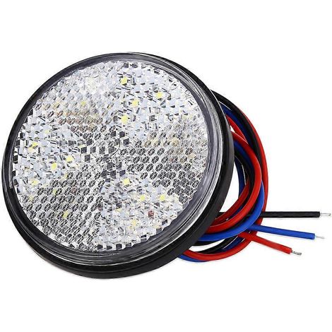 Feux arrière de remorque à LED, 12 V, 2 pièces. Feu stop à réflecteur rond à LED, compatible avec voiture, moto et camion (blanc), 2 pièces. (1/5)