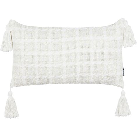 Cojín decorativo con funda de algodón a cuadros beige 30 x 60 cm Douris