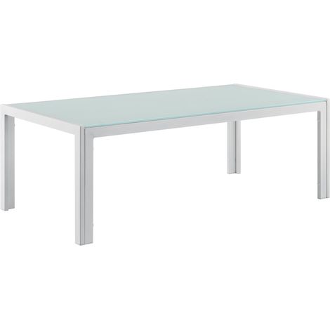 Table basse extérieure en verre 100 cm blanc