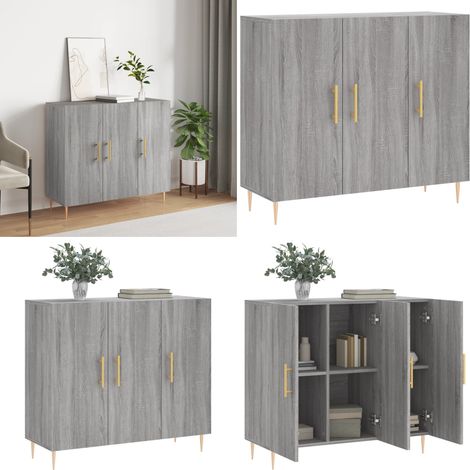 Sideboard Grau Sonoma 90x34x80 cm Holzwerkstoff - Sideboard - Wohnzimmermöbel - Grau Sideboard - Modernes Sideboard - Holzmöbel - Home & Living (1/5)