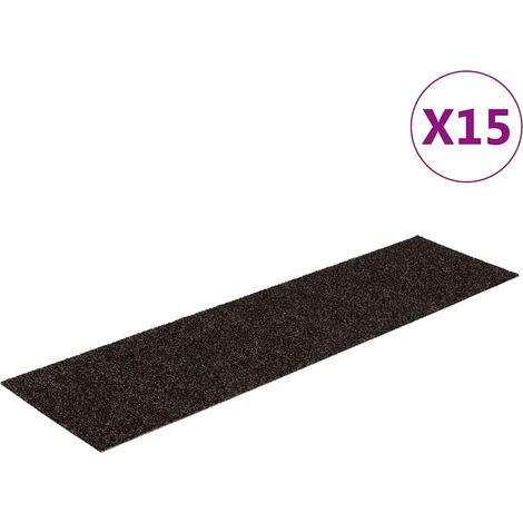 Maison Exclusive - Tapis d'escalier autocollants 15 pièces 76 x 20 cm Marron foncé Rectangulaire