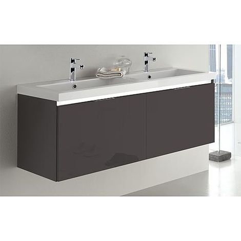 Meuble sous-vasque + vasque en fonte minérale EPIC anthracite brillant 2 tiroirs 1210x580x510mm (1/5)