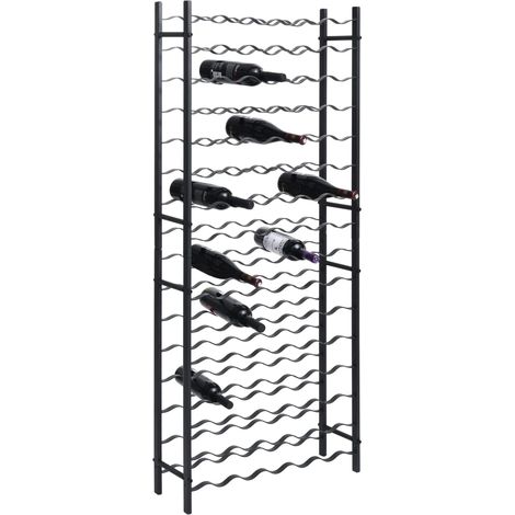 Vidaxl – Casier à bouteilles noir en fer pour 96 bouteilles – Dimensions 64x22x157 cm – Empilable avec fixation murale incluse