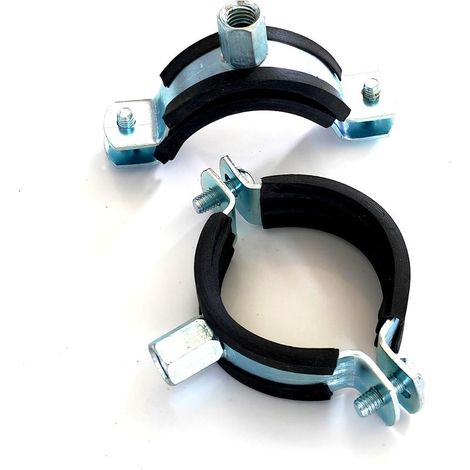 – Collier de serrage en caoutchouc noir 63mm – Support mural M8 – Pour tuyaux de 60 à 64mm – Lot de 4 pièces en métal galvanisé (1/4)