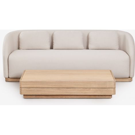 Ensemble de salon avec canapé 3 places et table basse rectangulaire 130x75 cm en bois d'acacia Verona SKLUM (1/5)
