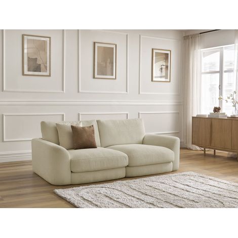 BOBOCHIC - Canapé droit fixe LEONORE tissu bouclette Beige