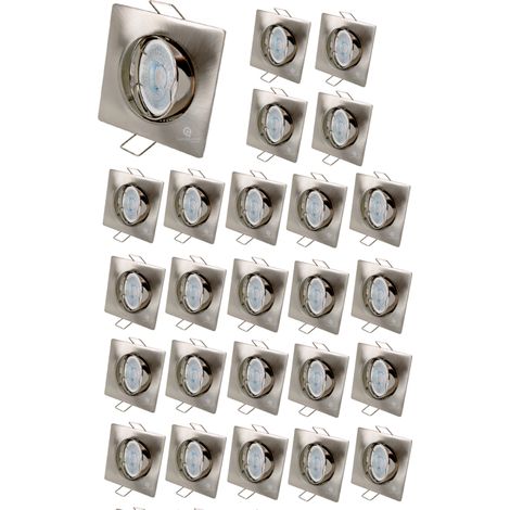Lot de 25 Spot led carré 230v alu brossé 38° led blanc chaud (1/5)