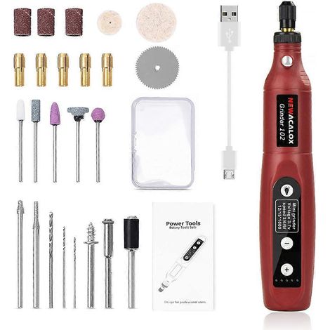 Mini perceuse multifonctionnelle à 5 vitesses (3000-15000 tr/min) avec LED et batterie rechargeable USB, idéale pour le bricolage, le polissage et la découpe. (1/5)