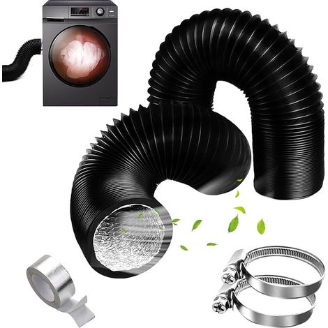 YSOOUA Tuyau d'évacuation 150mm Tuyau d'Evacuation Flexible en Aluminium PVC 3 m Long avec 2 Colliers de Serrage Tube de Ventilation pour Extracteur d'Air, Climatisation, Sèche-linge(Noir 150mm 3M) (1/5)