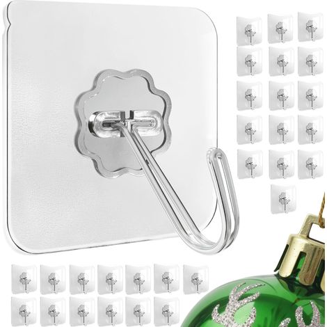Lot de 50 Crochet Adhésif, Transparent Pour Accroche Salle de Bain 15kg (max), Crochet Adhésif pour Maison, Cuisine, Salle Bain,Serviettes, Peignoirs et Vêtements