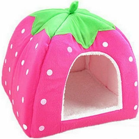 Fournitures pour animaux de compagnie Lit pour chien Imprimé fraise Chat Lapin Chenil Chenil Chiot Coussin chaud Panier, XXL (1/5)