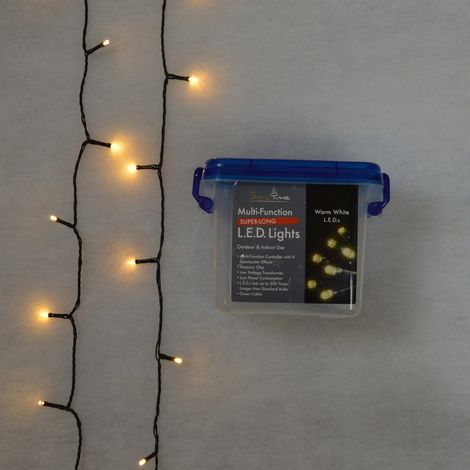 Guirlande lumineuse LED 60 m (600 LED) pour sapin de Noël intérieur/extérieur - Blanc chaud