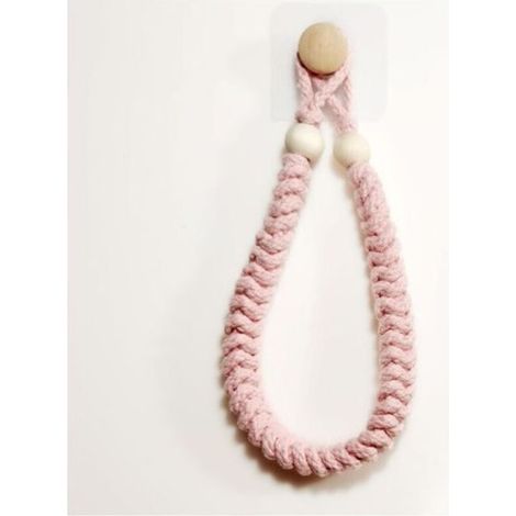 Porte-serviettes en corde de jute rose – support mural rétro pour rouleau de papier toilette, 1 pièce, bois et fibres naturelles (1/5)