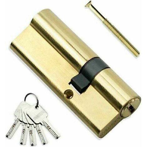 LaBlanc 30/50 mm Euro-Messingzylinder, 80 mm Schlüssel-/Schlüsselzylinderschloss mit 5 horizontalen Messingschlüsseln, Anti-Pick, Anti-Bohr, Anti-Slam, Anti-Stoß, poliertes Messing-Finish