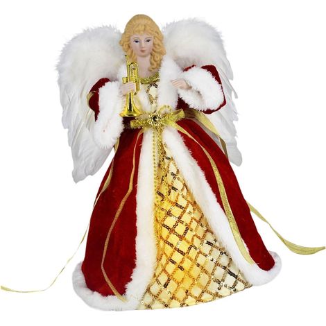Angel - Treetop Figurine - LED Tree Topper - Cloth Material - Battery Powered - For Christmas Tree - 1 Piece (1/5)