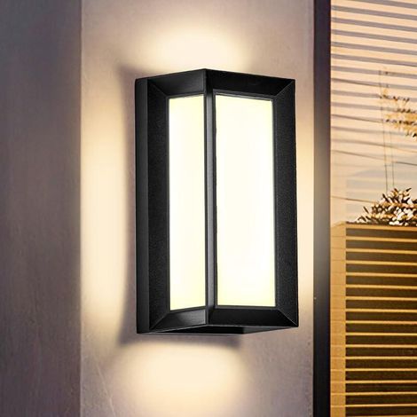 Applique murale d'extérieur rectangulaire moderne à LED 3 000 K pour terrasse cadre chaud étanche IP64 18 W Noir Blanc (1/4)