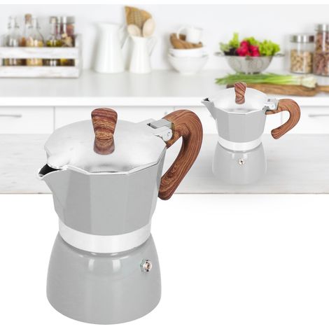 Exquisit gefertigte Moka-Kaffeekanne, hochwertige, dickwandige achteckige Teekanne, italienische Kaffeemaschine, Filterkaffeemaschine, silbernes Modell. (1/5)