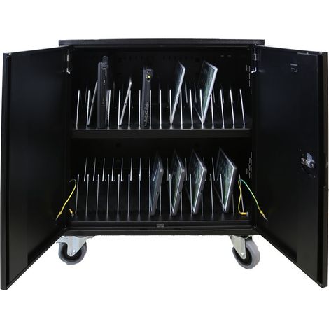 Leba NoteCart Flex NCF-E-32-SC carrito y armario de dispositivo portátil Carro de gestión y carga para dispositivos portátiles Negro, Gris