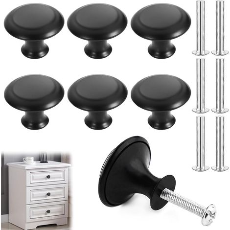 Poignee Placard,6 Pièces Boutons de Porte,27 mm Poignet de Tiroir,bouton tiroir,Poignee de Meuble Cuisine,Ronds,Bouton de Porte de Placard avec Vis (1/5)