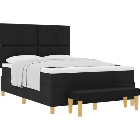 Cama tipo Box Spring con cojín Negro 200 x 160 cm tela vidaXL (1/5)