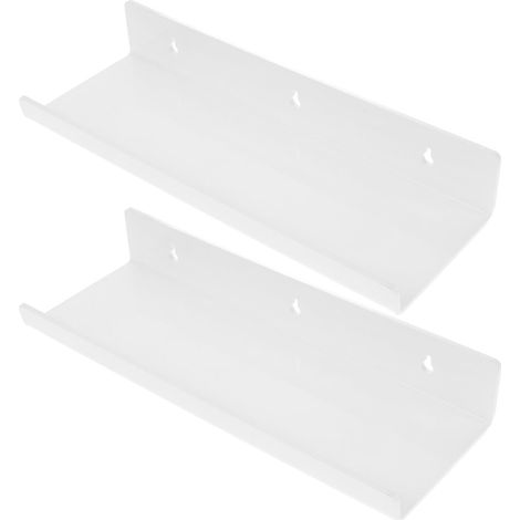 Wandregal Bohren 30x10cm Weißes Acryl 2 Stück Schwebendes mit Moderner Optik Leicht zu Reinigen und Robust für Küche und Bad (1/5)