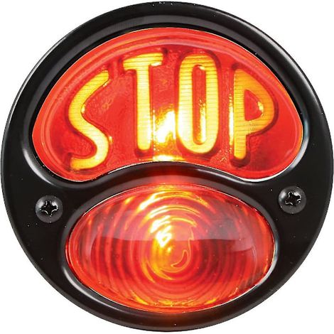 Accessoires Ka0022 Feu arrière Duolamp noir 12 V pour Ford Modèle A avec inscription « stop » jaune sur lentille en verre rouge (noir) (1 pièce) (1/5)