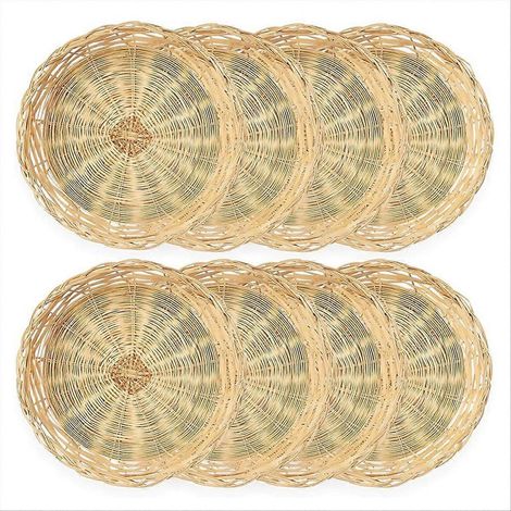 Set mit 8 wiederverwendbaren Tellerhaltern aus Bambus, 25 cm (10 Zoll), umweltfreundliche Geschirrständer, langlebiges Zubehör für den Innen- und Außenbereich (1/5)