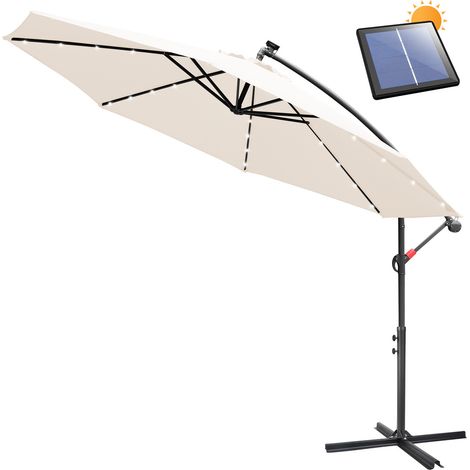 SWANEW Ombrellone Deporte LED solare protezione UV e resistente agli agenti atmosferici Ø350cm Beige (1/5)