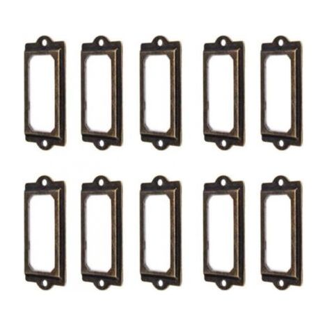 50Pcs porte-étiquette 60 x 18 mm métal bronze vintage porte-étiquette porte-cartes bibliothèque tiroir armoire (1/5)