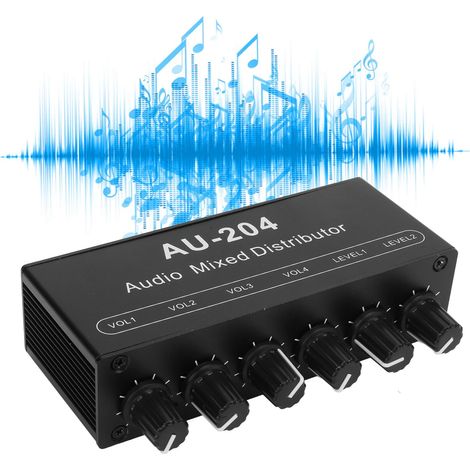Boîtier Séparateur Audio Stéréo Mini Préampli Ampli Casque 2 Entrées 4 Sorties Jack 3.5mm (1/5)